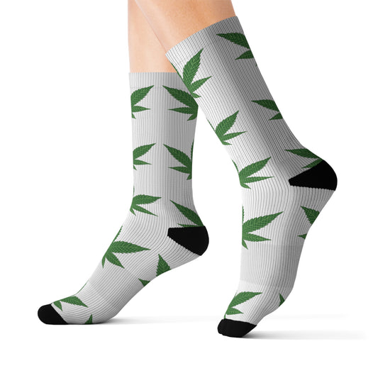 Trendy Cannabis Leaf Socks | Comfortable Sublimation Footwear for Everyday Wear