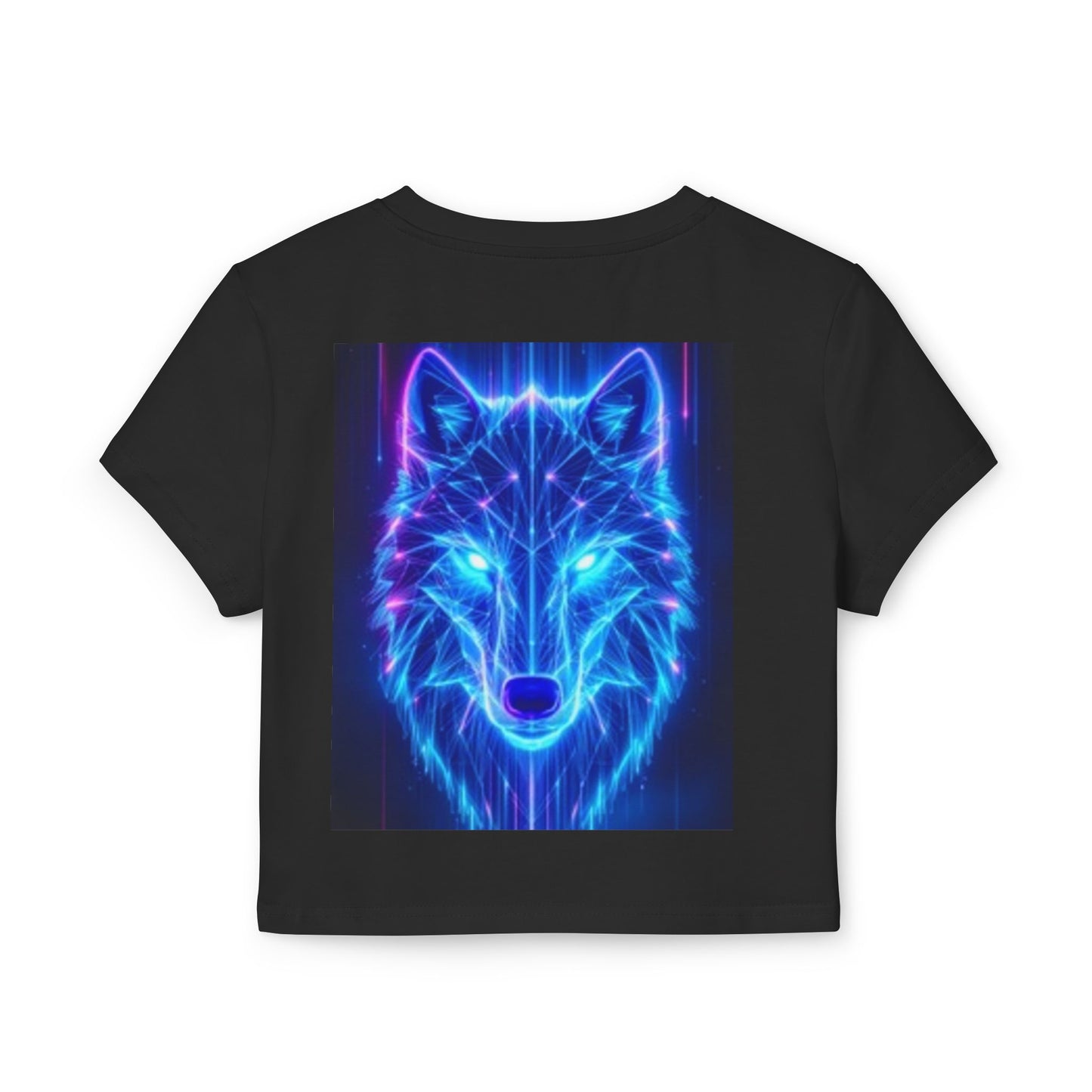 Crop Top de mujer con lobo azul luminoso