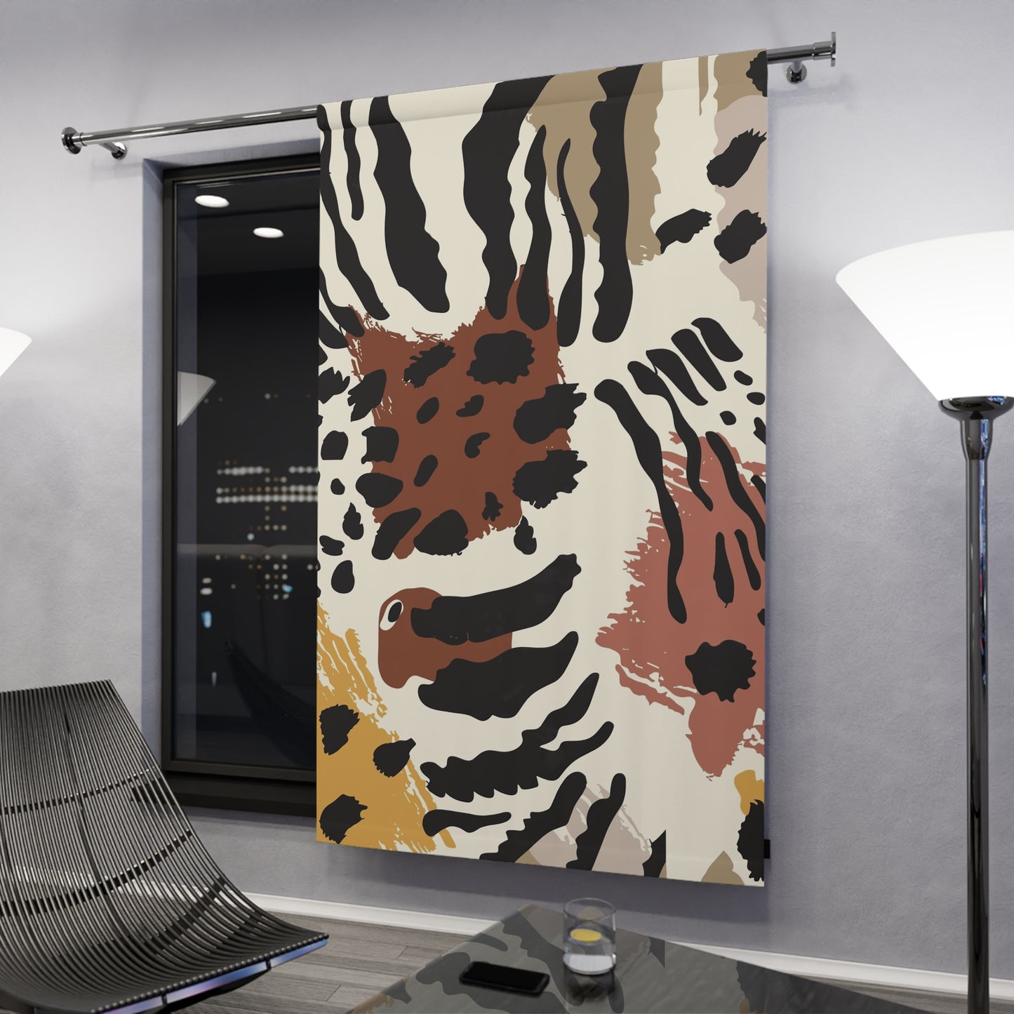 Boho Chic Window Curtains – Animal Print Design for Home Decor
