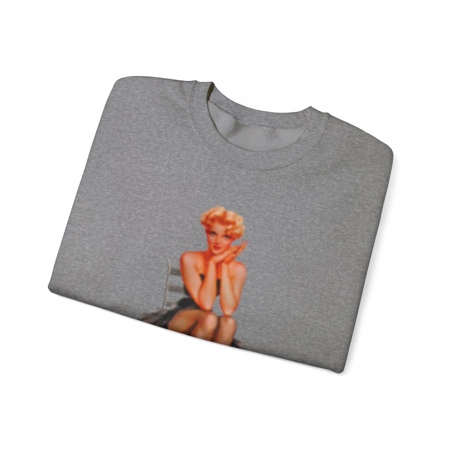 Sweatshirt Retro Beautiful Woman Sitting on Chair