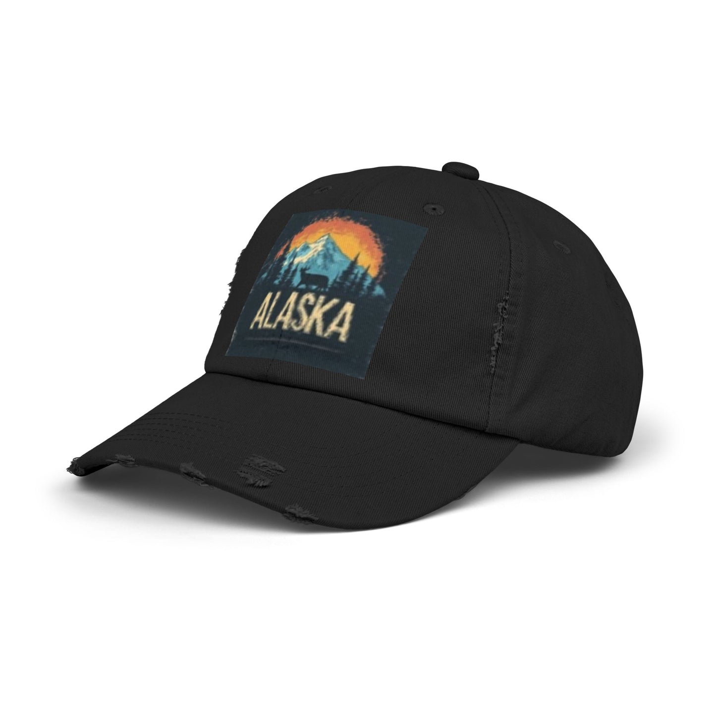 Casquette unisexe vieillie – Chapeau graphique vintage des montagnes de l'Alaska 