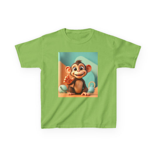 T-shirt en coton épais™ pour enfants avec motif singe amusant et cœur coloré 