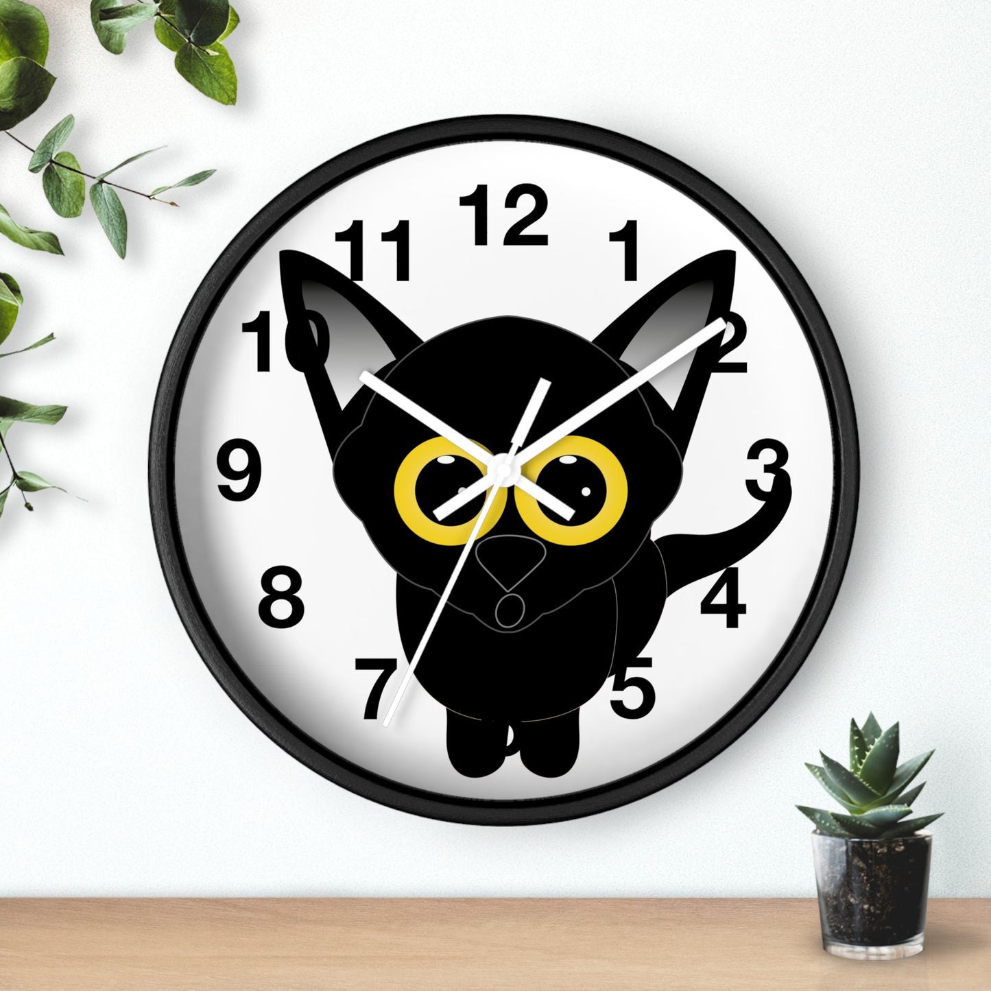 Reloj de pared Gato Negro con Ojos Grandes