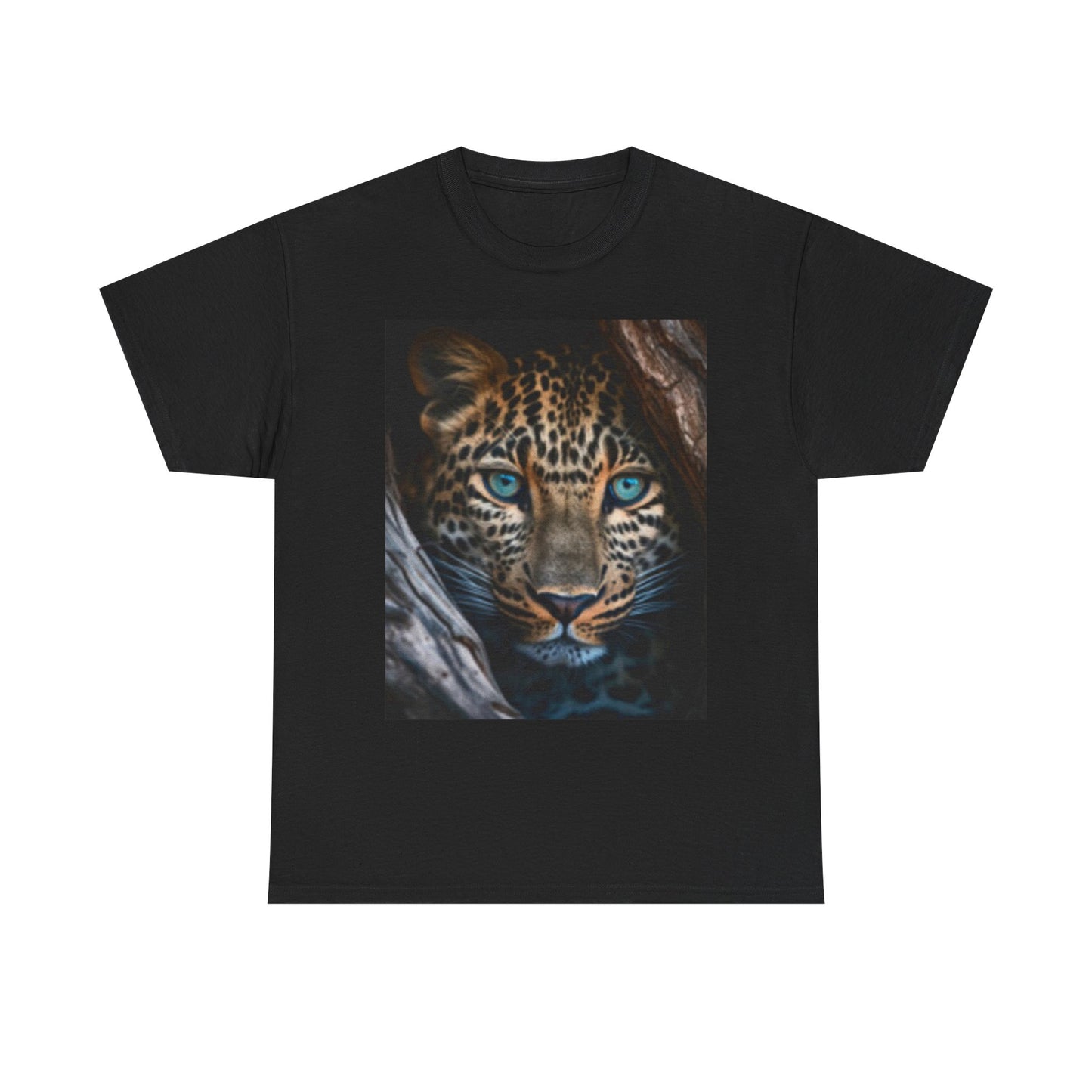 T-shirt unisexe en coton épais pour amoureux de la faune – Motif léopard féroce 