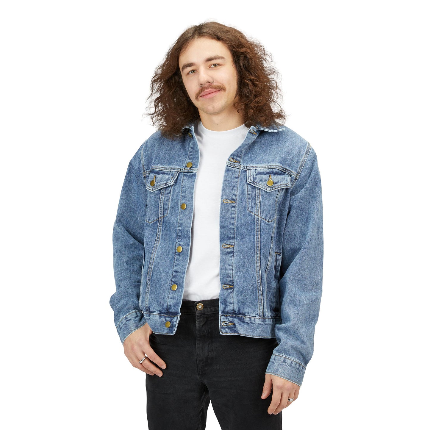 Veste en jean pour homme avec motif Peace Love – Style rétro floral 