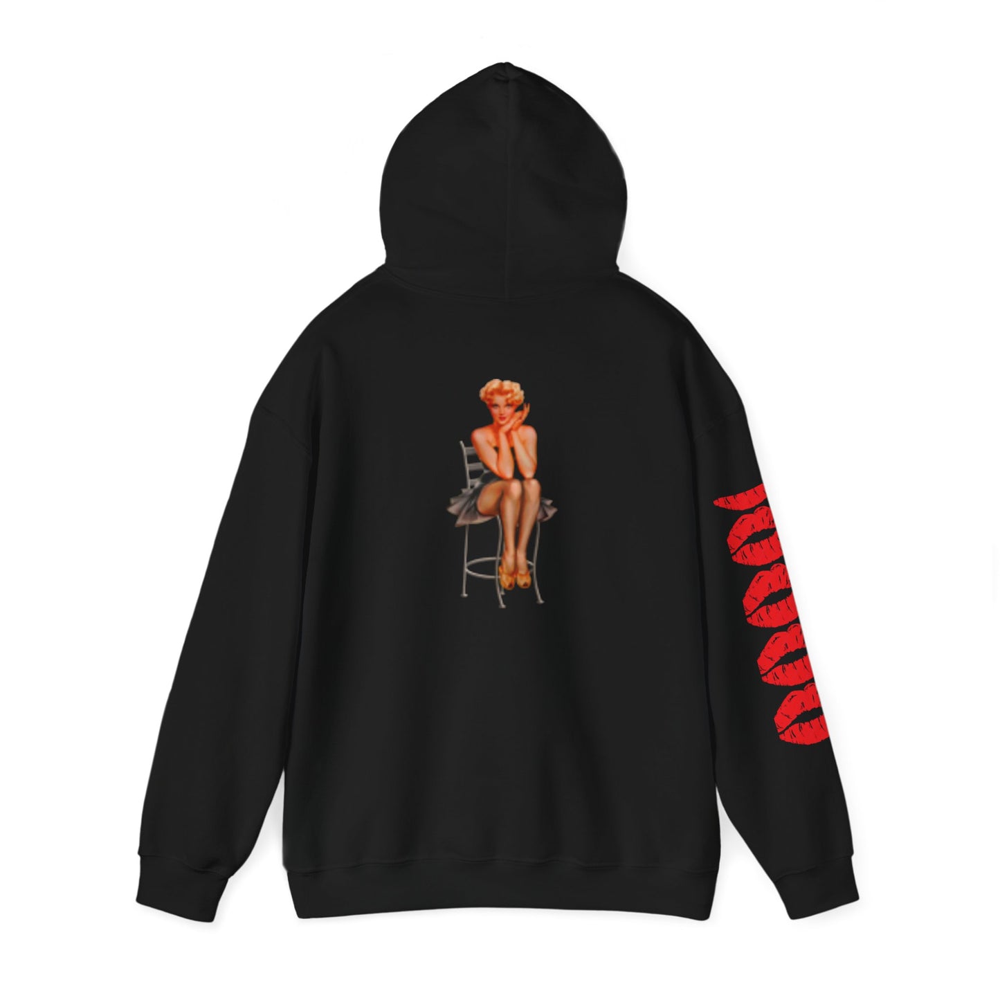 Hooded Sweatshirt Retro Beautiful Woman Red Lips