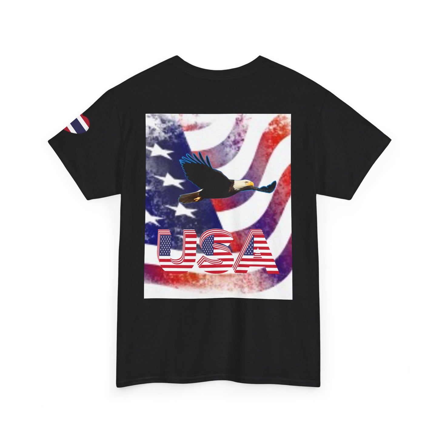 Camiseta unisex de algodón grueso USA Pride - Diseño de puño patriótico y águila 