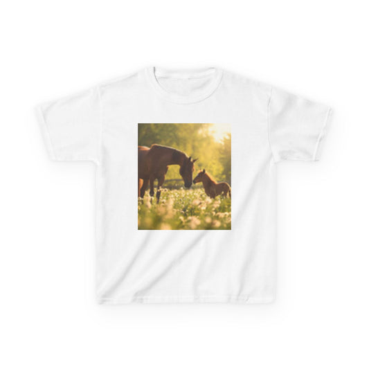 Kids Horse Lover Tee - Adorable Nature Photography for Young Equestrians