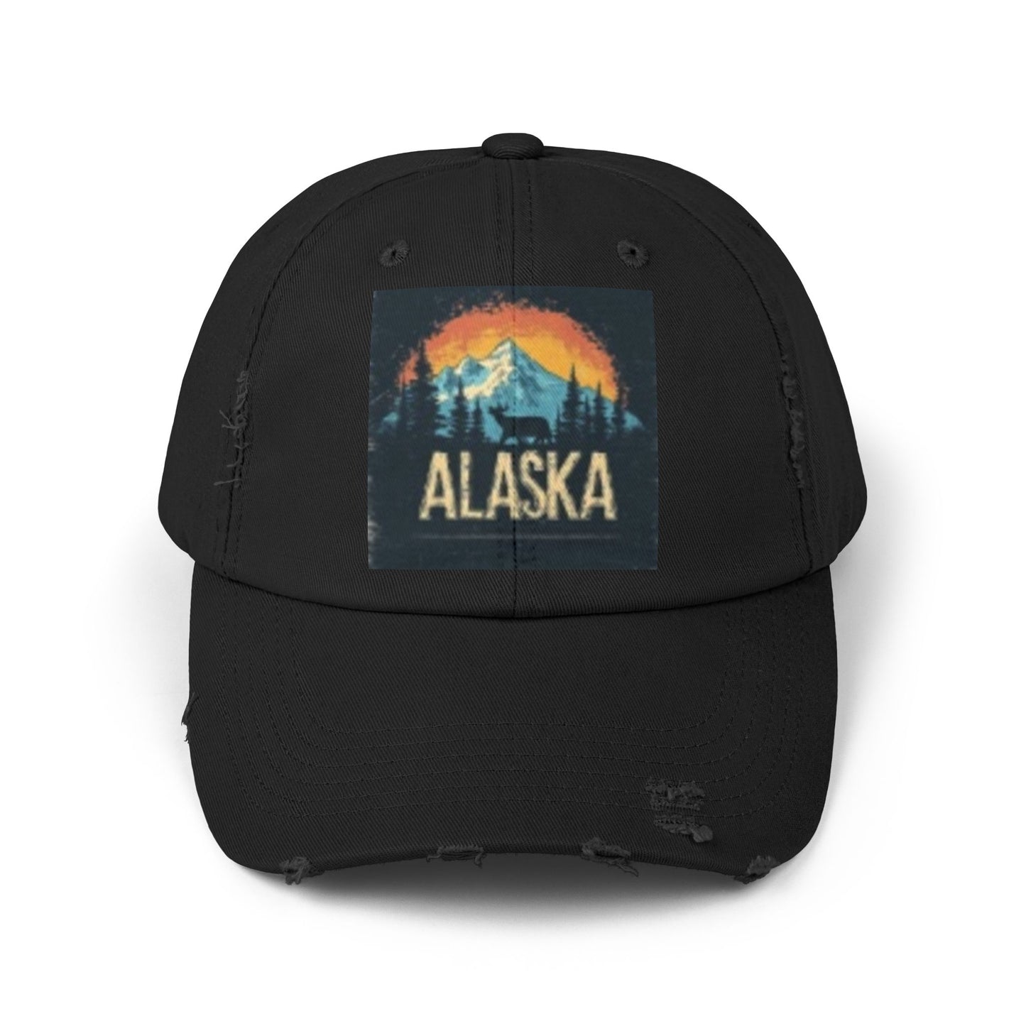 Casquette unisexe vieillie – Chapeau graphique vintage des montagnes de l'Alaska 
