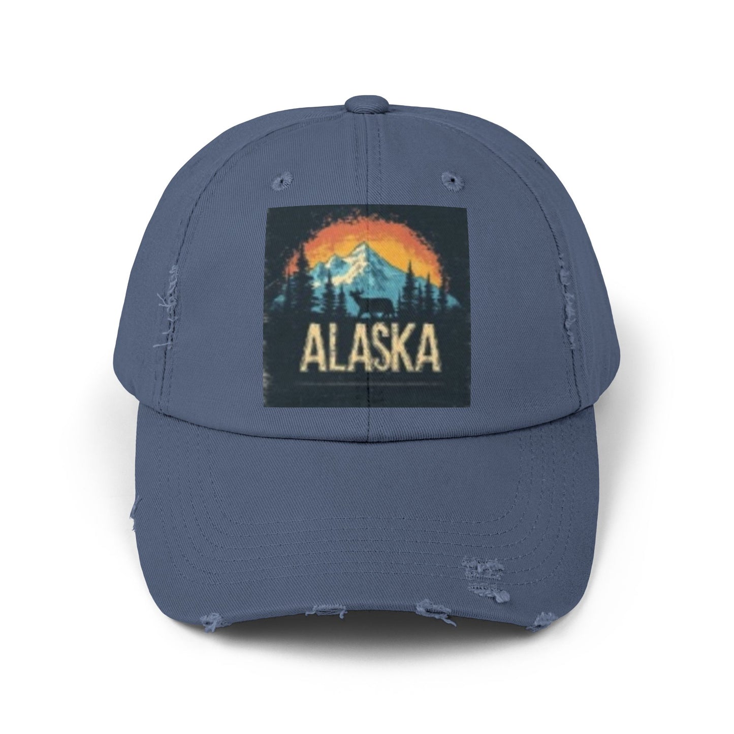 Casquette unisexe vieillie – Chapeau graphique vintage des montagnes de l'Alaska 