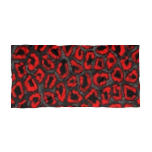 Serviette de plage à imprimé léopard rouge vif - Parfaite pour les piscines d'été et les journées à la plage
