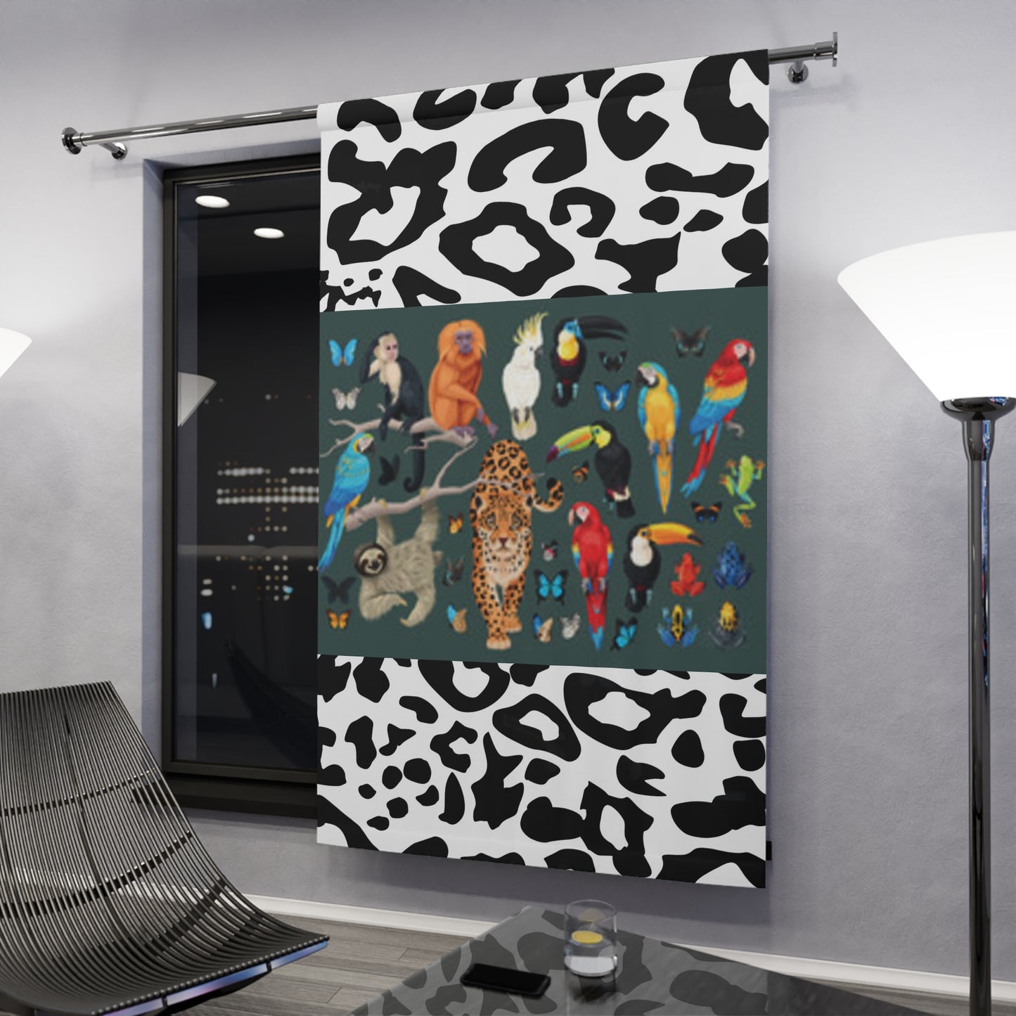Rideaux de fenêtre (1 pièce) 50"x84" Noir Imprimé animal Animaux