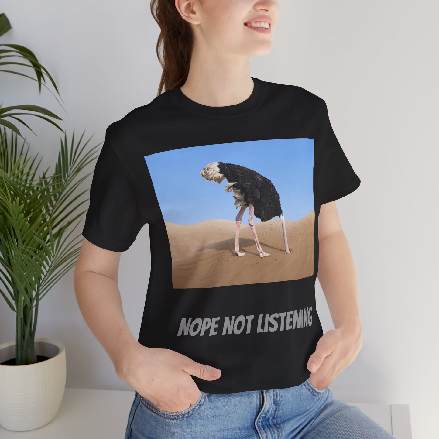 Camiseta avestruz no, no escucho