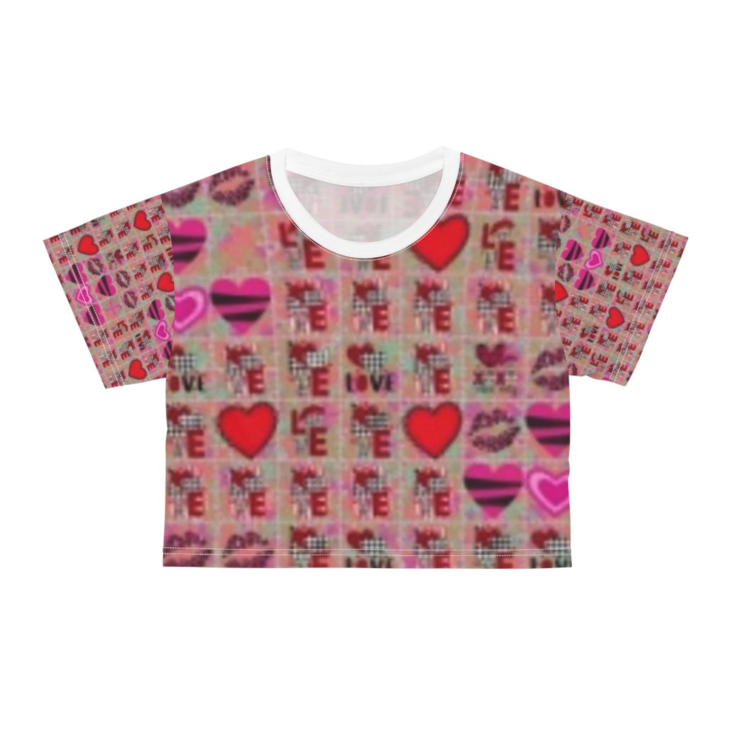 Women's Crop T-shirt Hearts Pajama Top Having Sleepy Dreams