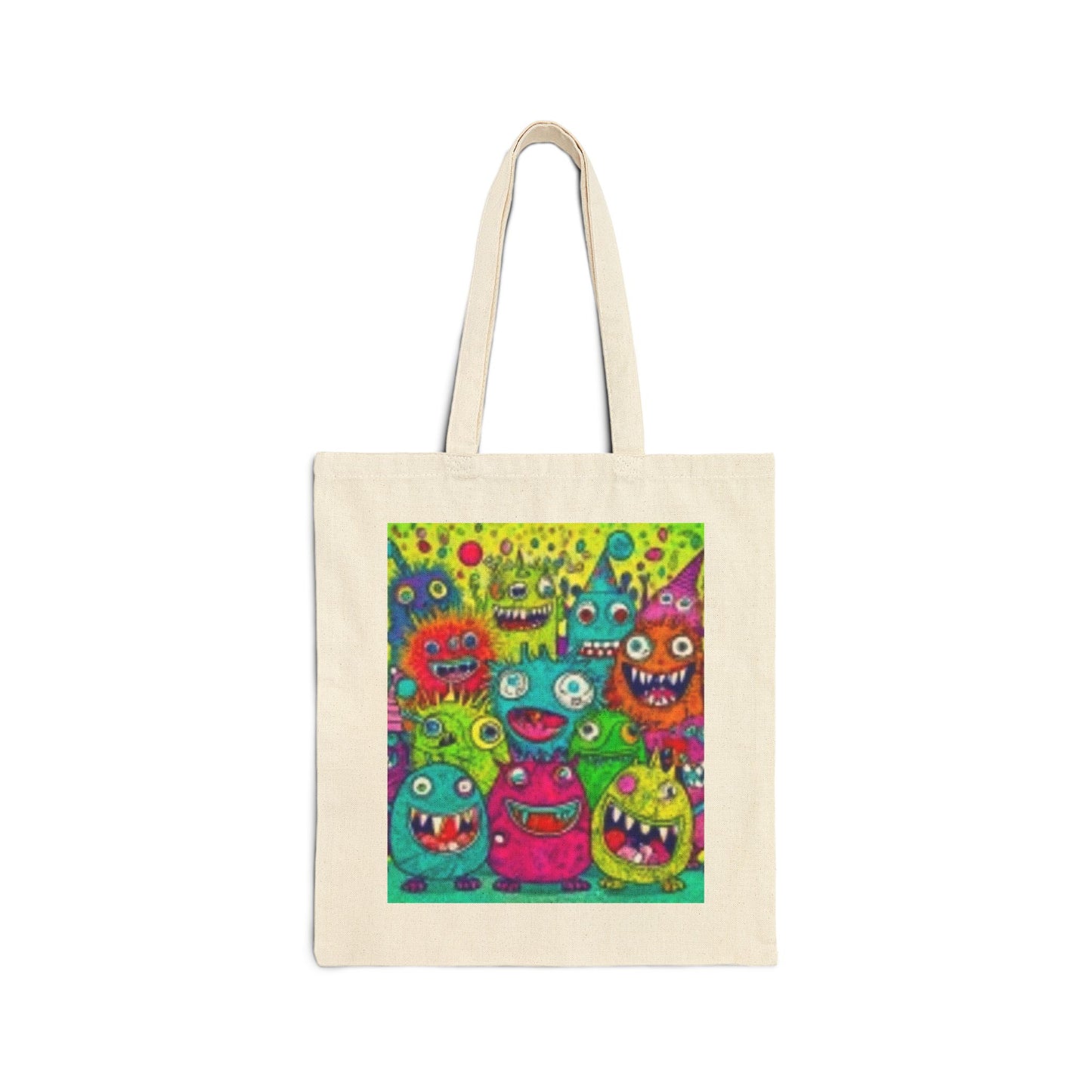 Monster & Yellow Flower, Eco-Friendly Shopping Bag, Fun and Funky Canvas Bag, Perfect Gift for Art Lovers, Summer Vibes