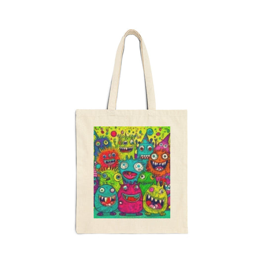 Monster & Yellow Flower, Eco-Friendly Shopping Bag, Fun and Funky Canvas Bag, Perfect Gift for Art Lovers, Summer Vibes