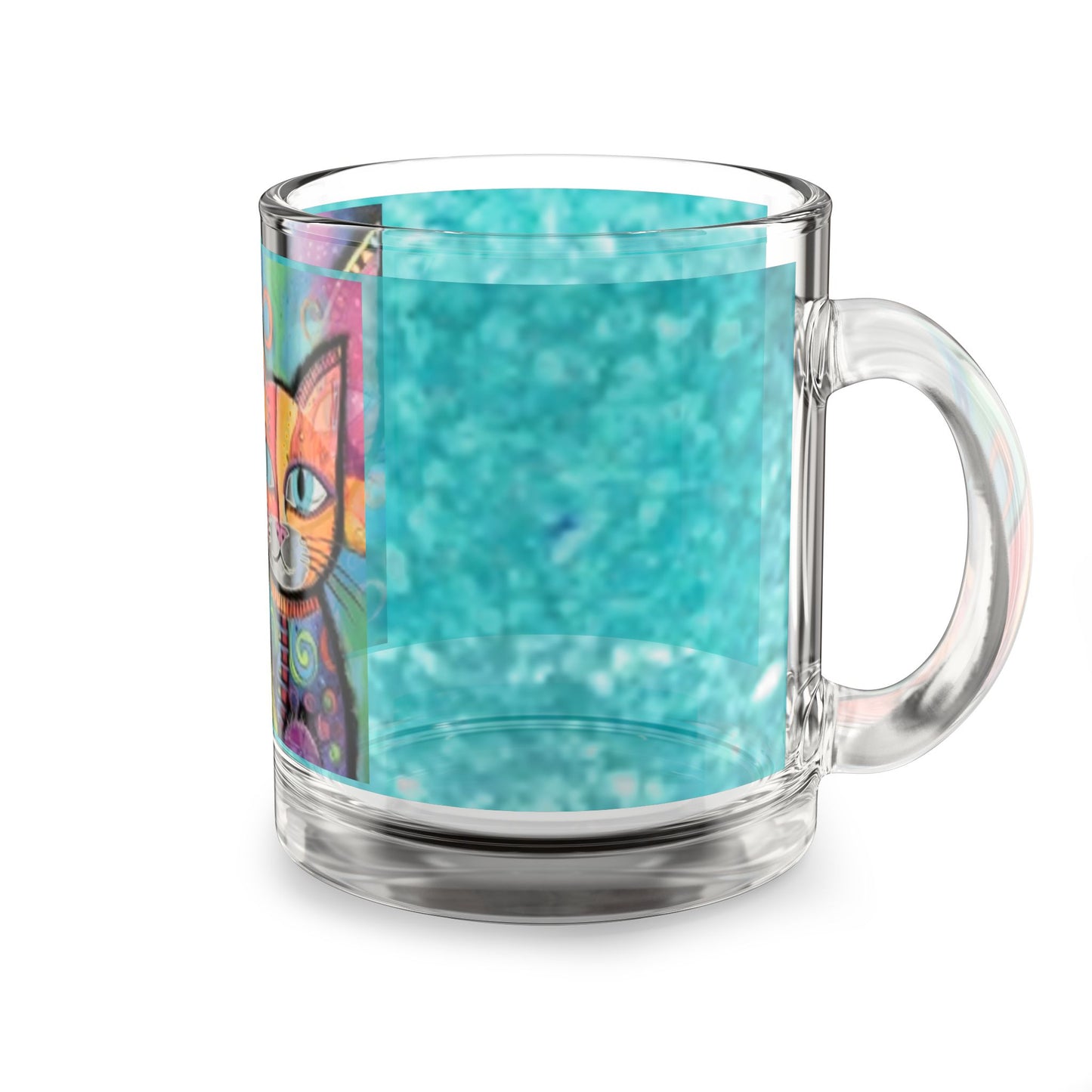 Colorful Cat Glass Mug - Whimsical Drinkware for Cat Lovers, Perfect Gift for Birthdays, Holidays, and Cat-Themed Events