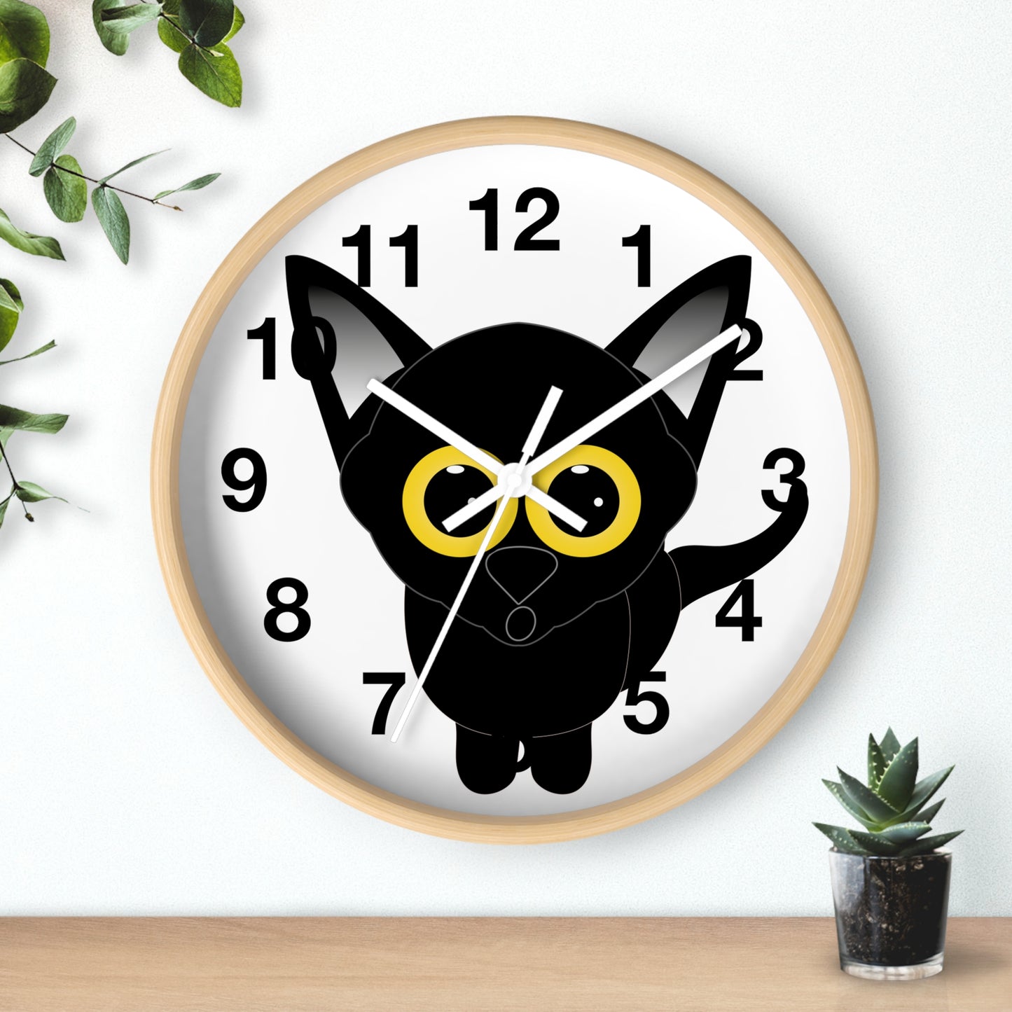 Reloj de pared Gato Negro con Ojos Grandes