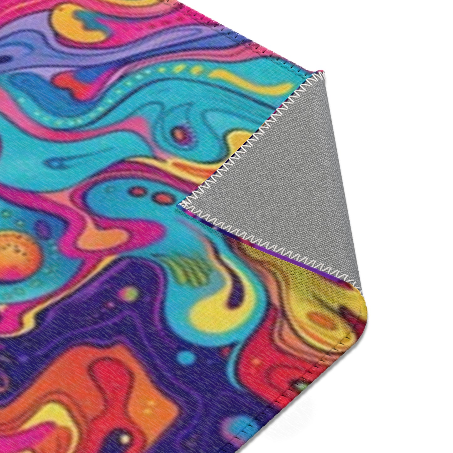 Vibrant Psychedelic Area Rug - Colorful Abstract Design for Living Room & Bedroom Décor