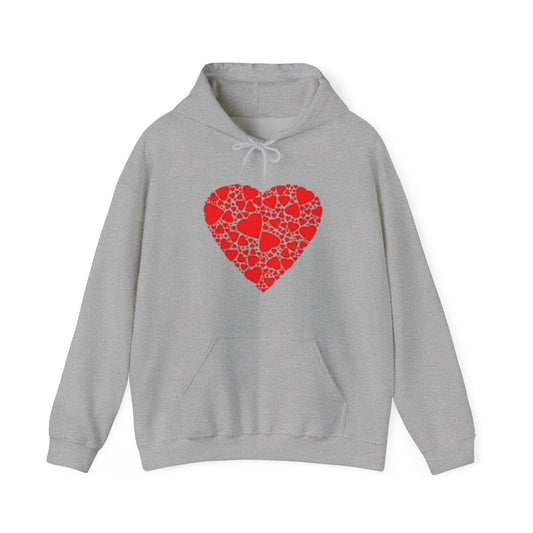 Colorful Parrot & Heart Hoodie - Unisex Heavy Blend Sweatshirt, Tropical Vibe Apparel, Perfect for Animal Lovers, Gift for Birthdays and Holidays
