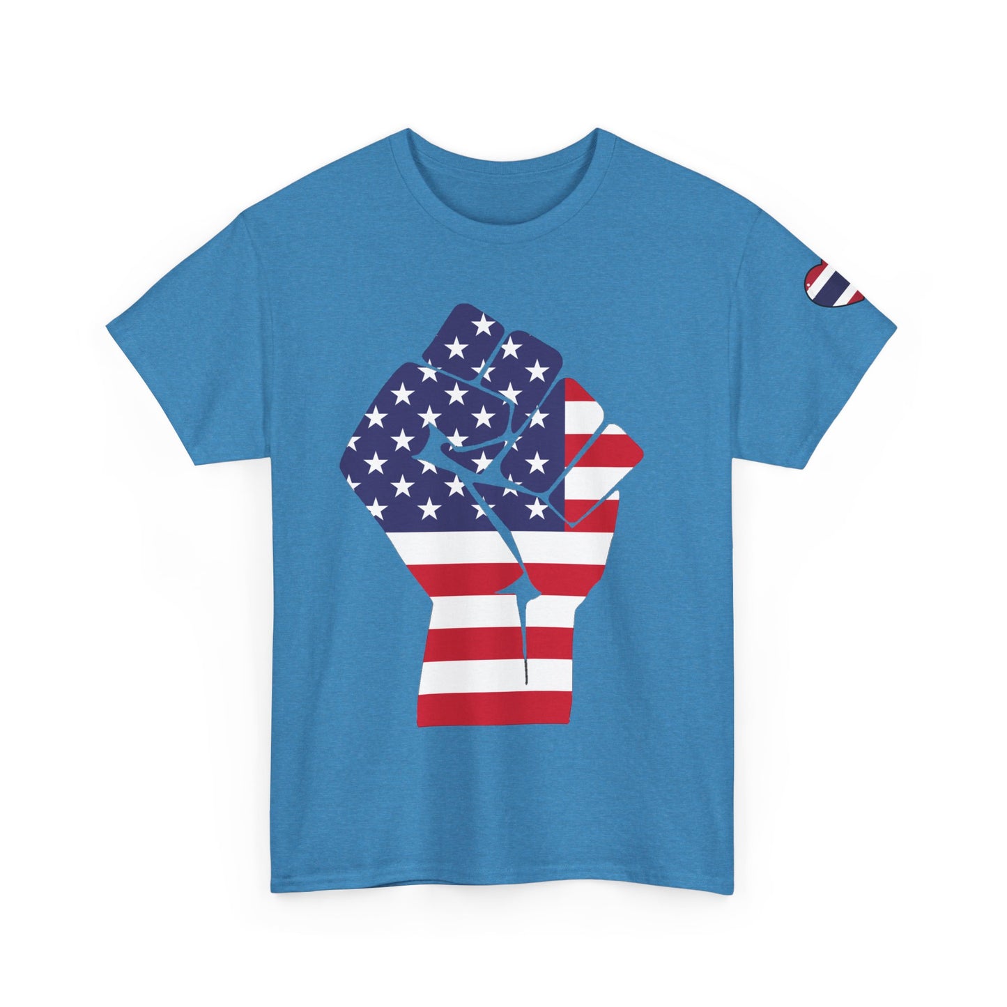 Camiseta unisex de algodón grueso USA Pride - Diseño de puño patriótico y águila 