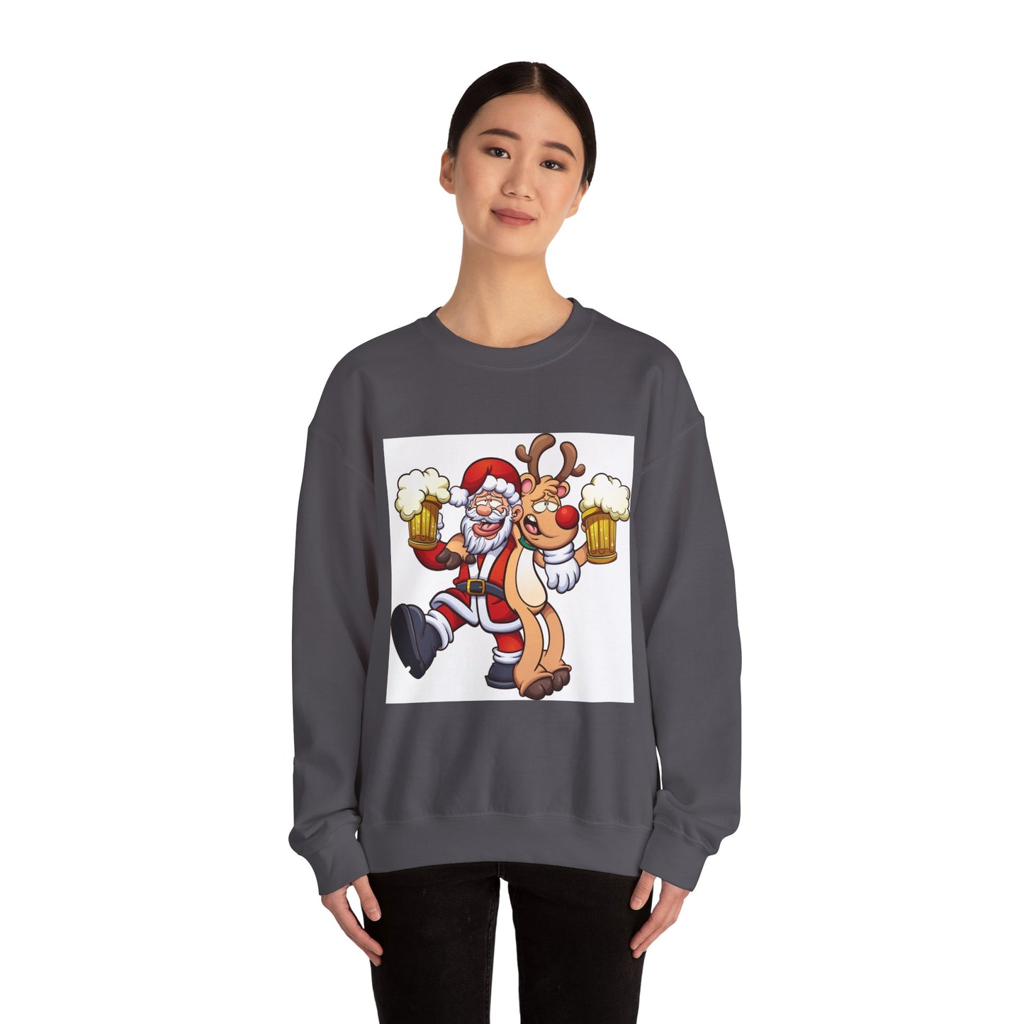 Sweatshirt Santa Claus Reindeer drinking beer 🍺