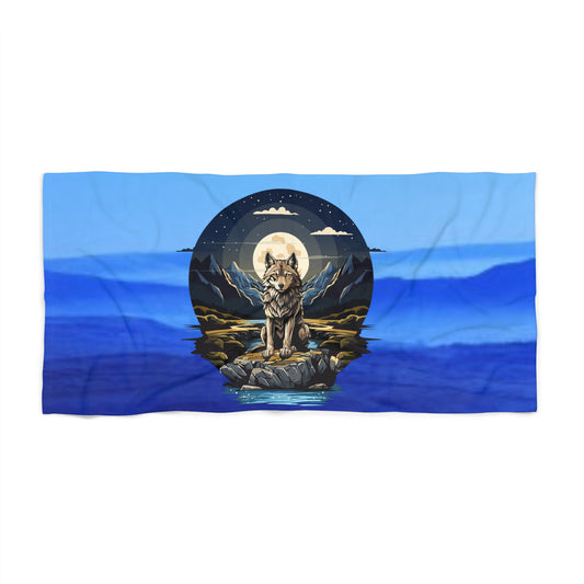 Serviette de plage Loup hurlant à la lune – Parfaite pour les aventures estivales et les loisirs en plein air