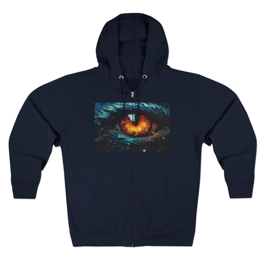 Sudadera unisex con cremallera Mystical Eye and Joker: perfecta para los amantes de la fantasía y el cómic.