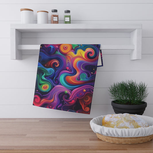 Paños de cocina con arte abstracto colorido: decoración vibrante para la cocina