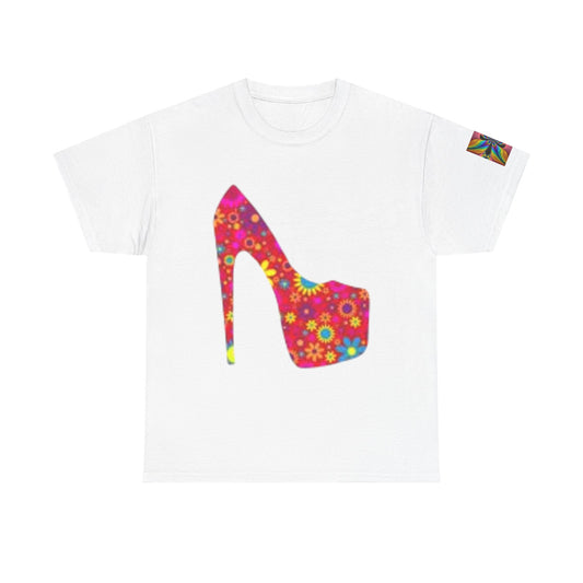 Floral High Heel Unisex Heavy Cotton Tee - Trendy Fashion Tee for Style Lovers