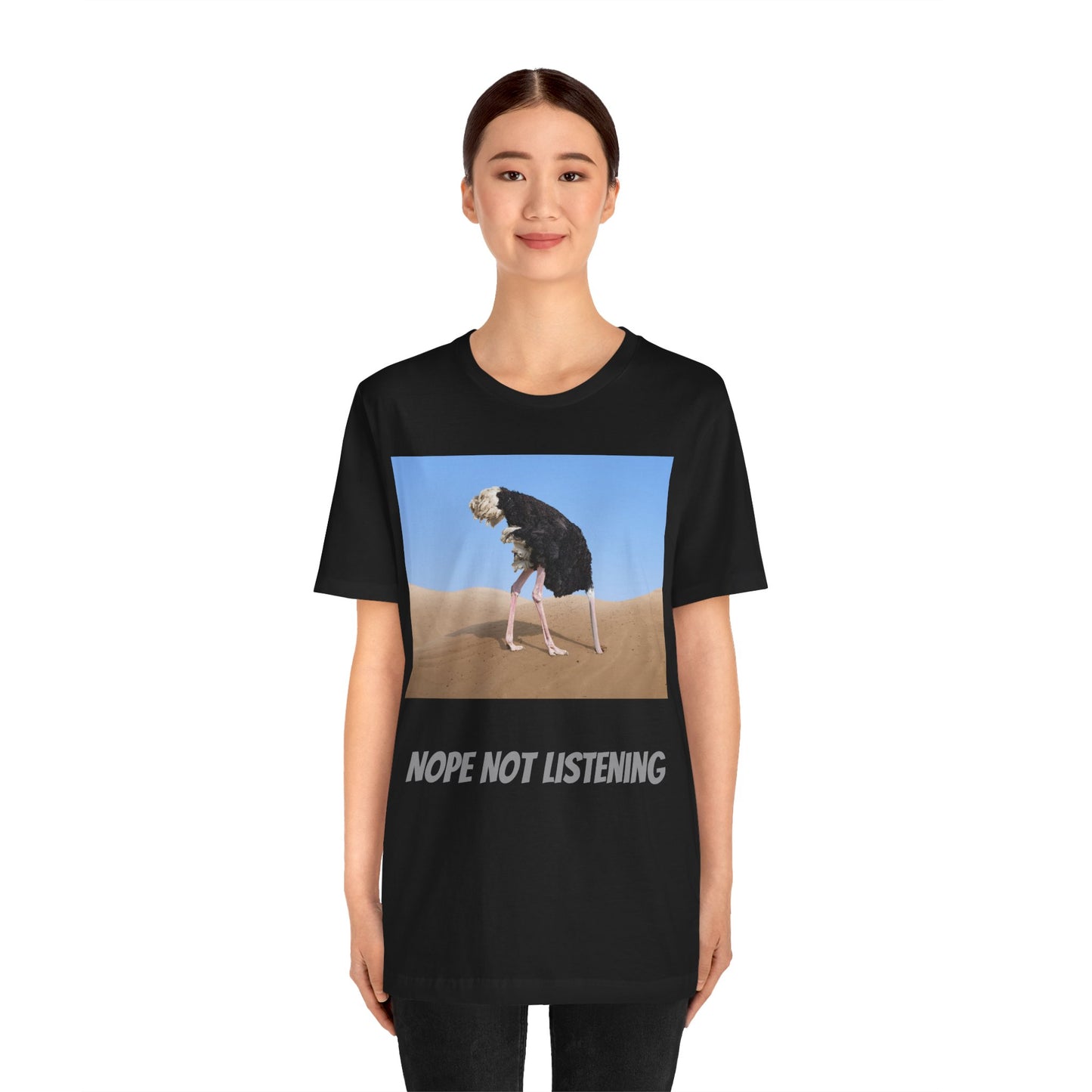 Camiseta avestruz no, no escucho