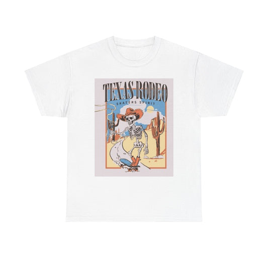Texas Rodeo Unisex Heavy Cotton Tee - Skeleton Design T-Shirt