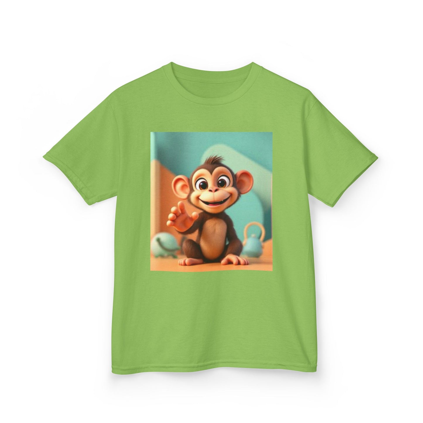 T-shirt en coton épais™ pour enfants avec motif singe amusant et cœur coloré 
