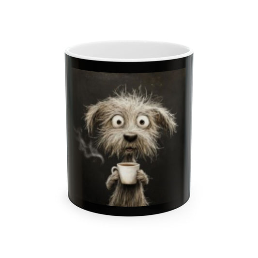 Tasse en céramique, 325 ml, motif chien buvant du café fort