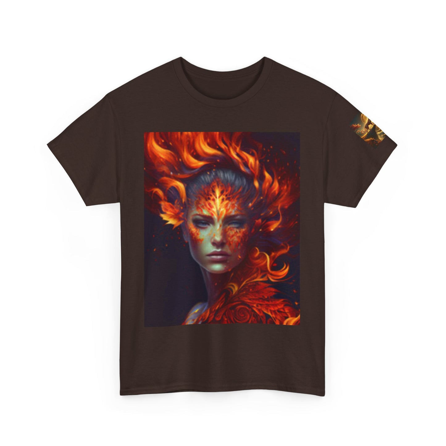 Unisex Heavy Cotton Tee – Fiery Fantasy Art Shirt for Creative Souls