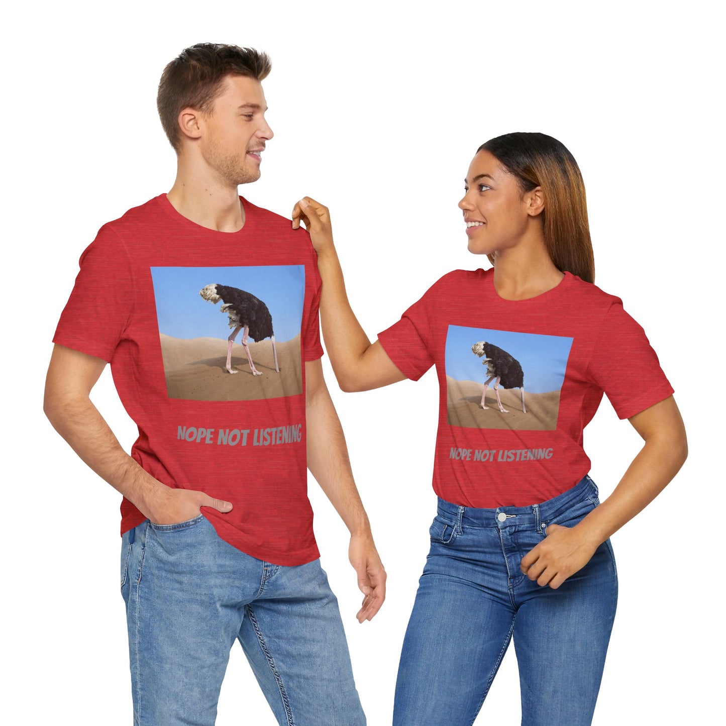 Camiseta avestruz no, no escucho