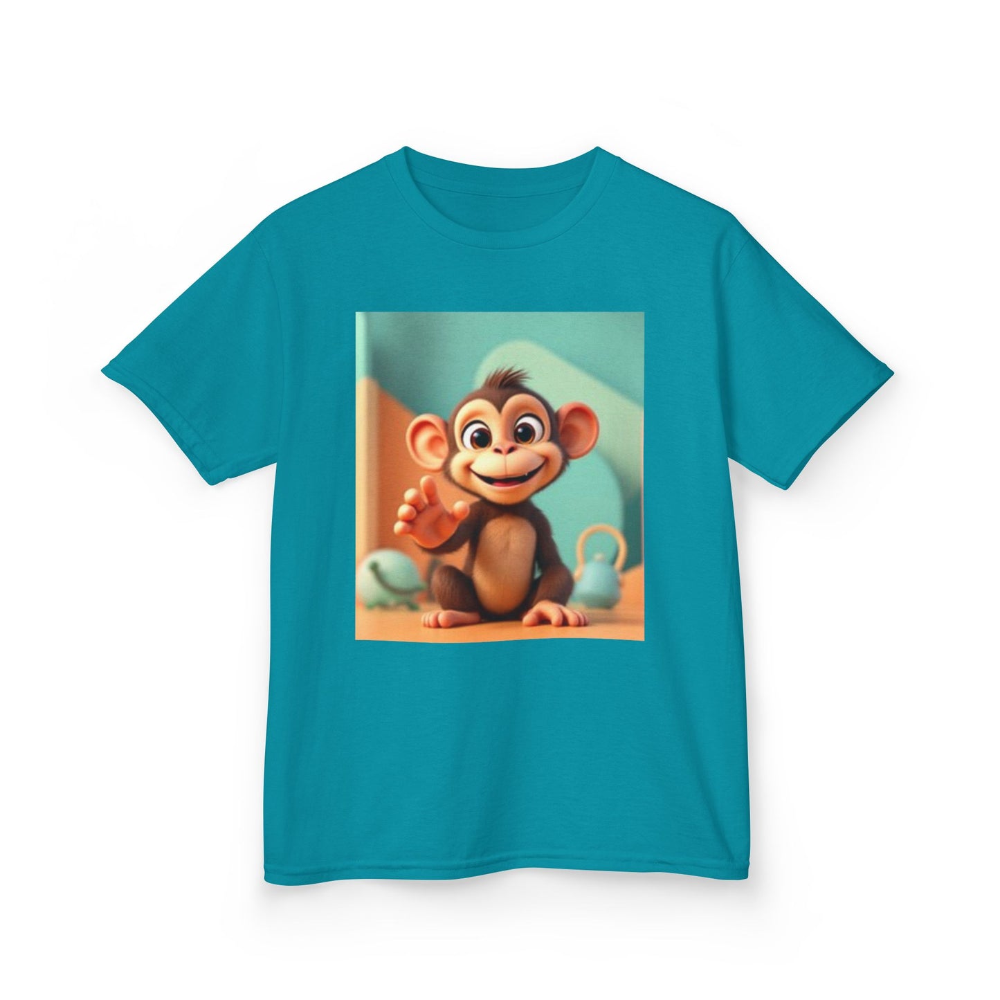 T-shirt en coton épais™ pour enfants avec motif singe amusant et cœur coloré 