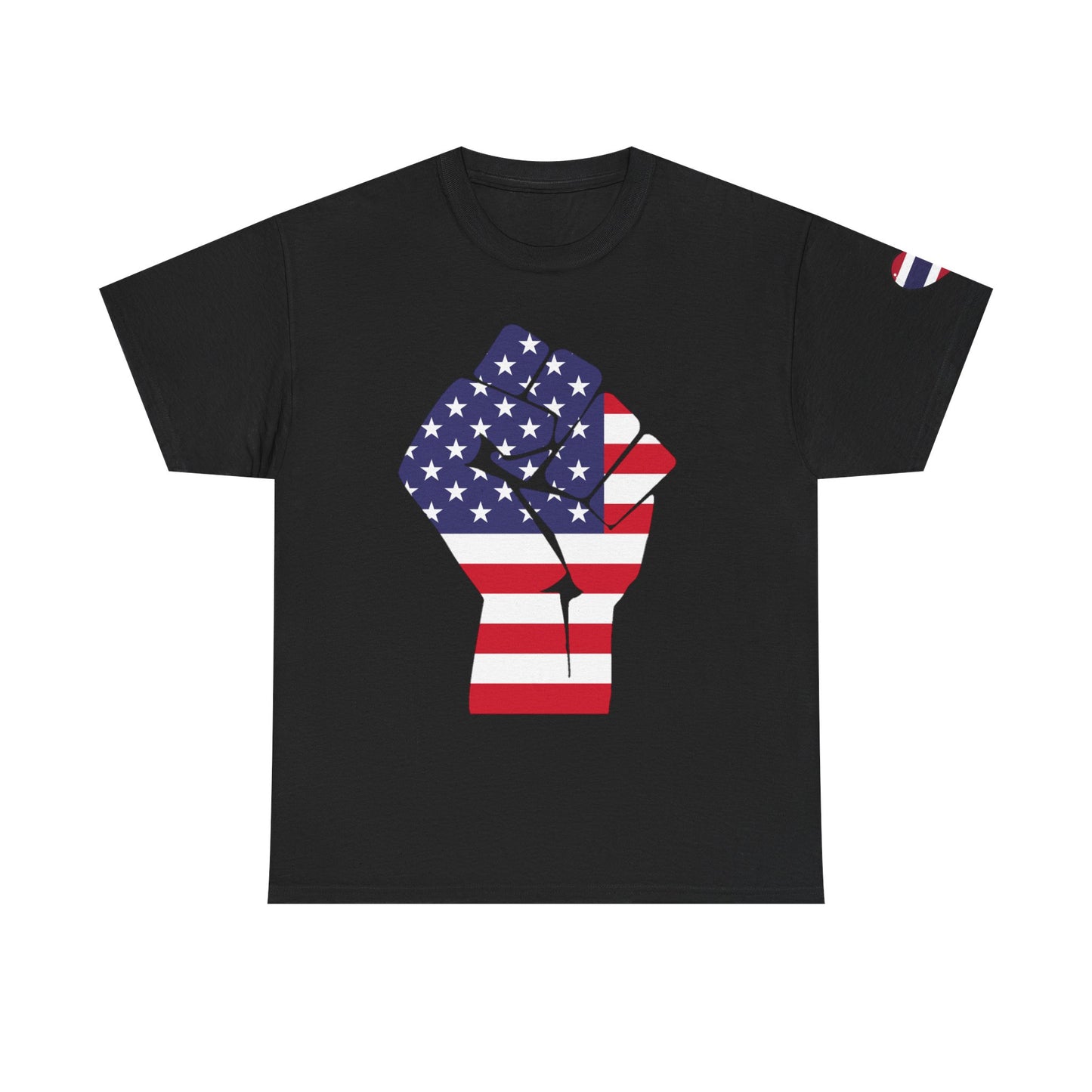 Camiseta unisex de algodón grueso USA Pride - Diseño de puño patriótico y águila 