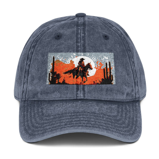Vintage Western Embroidered Cap - Rustic Cowboy Design
