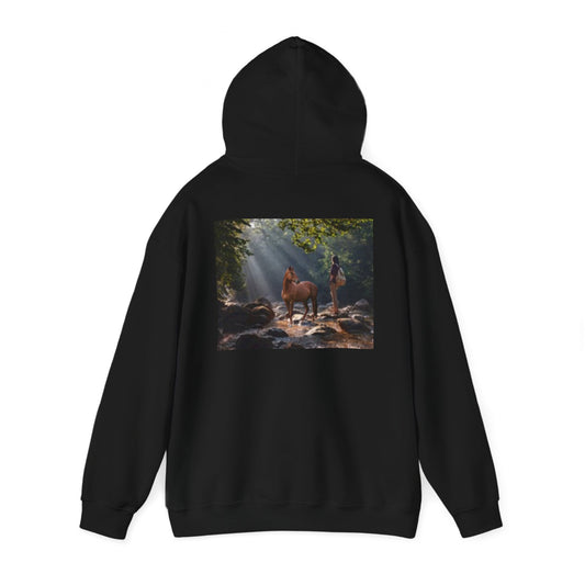Sudadera unisex con capucha inspirada en la naturaleza con diseño de mariposa y caballo 