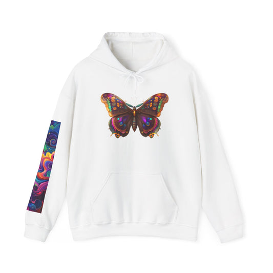 Sudadera con capucha y estampado de mariposas de colores | Sudadera unisex de mezcla pesada™ 