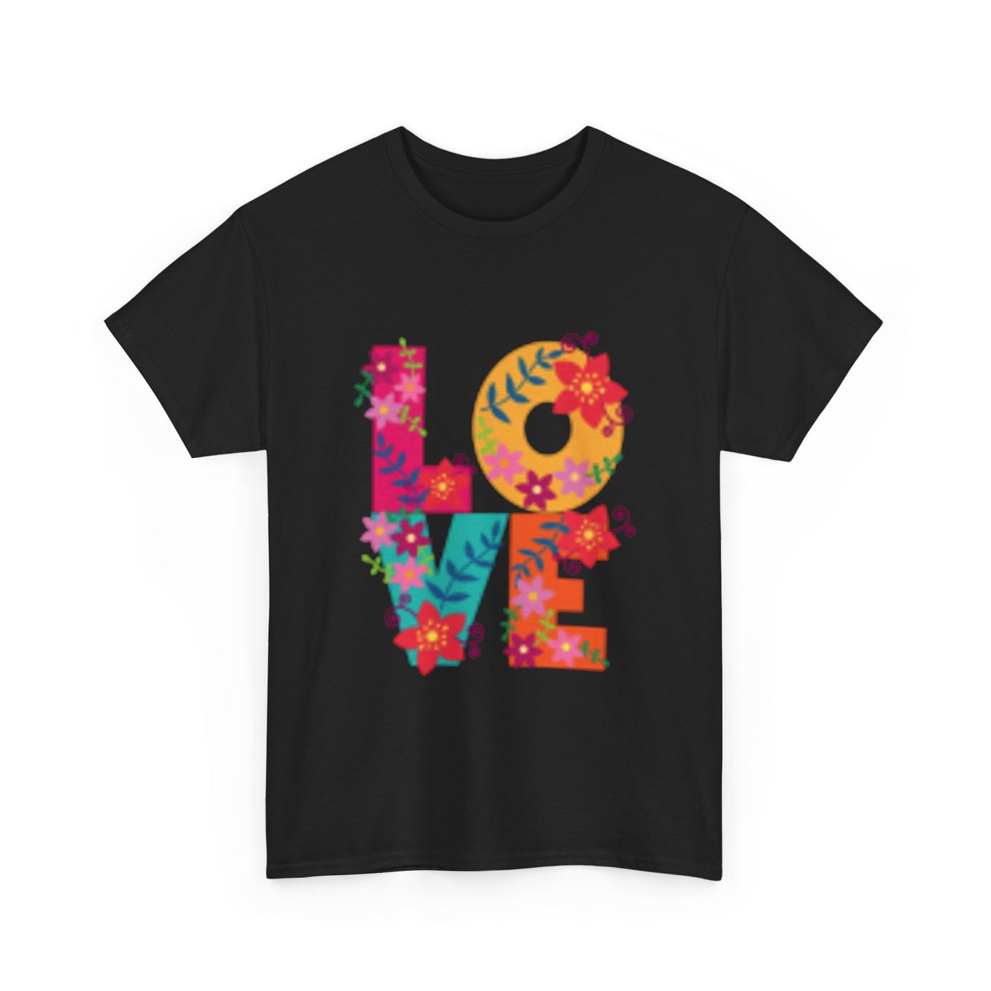 Camiseta unisex de algodón grueso con estampado floral: cómoda y vibrante para uso diario. 