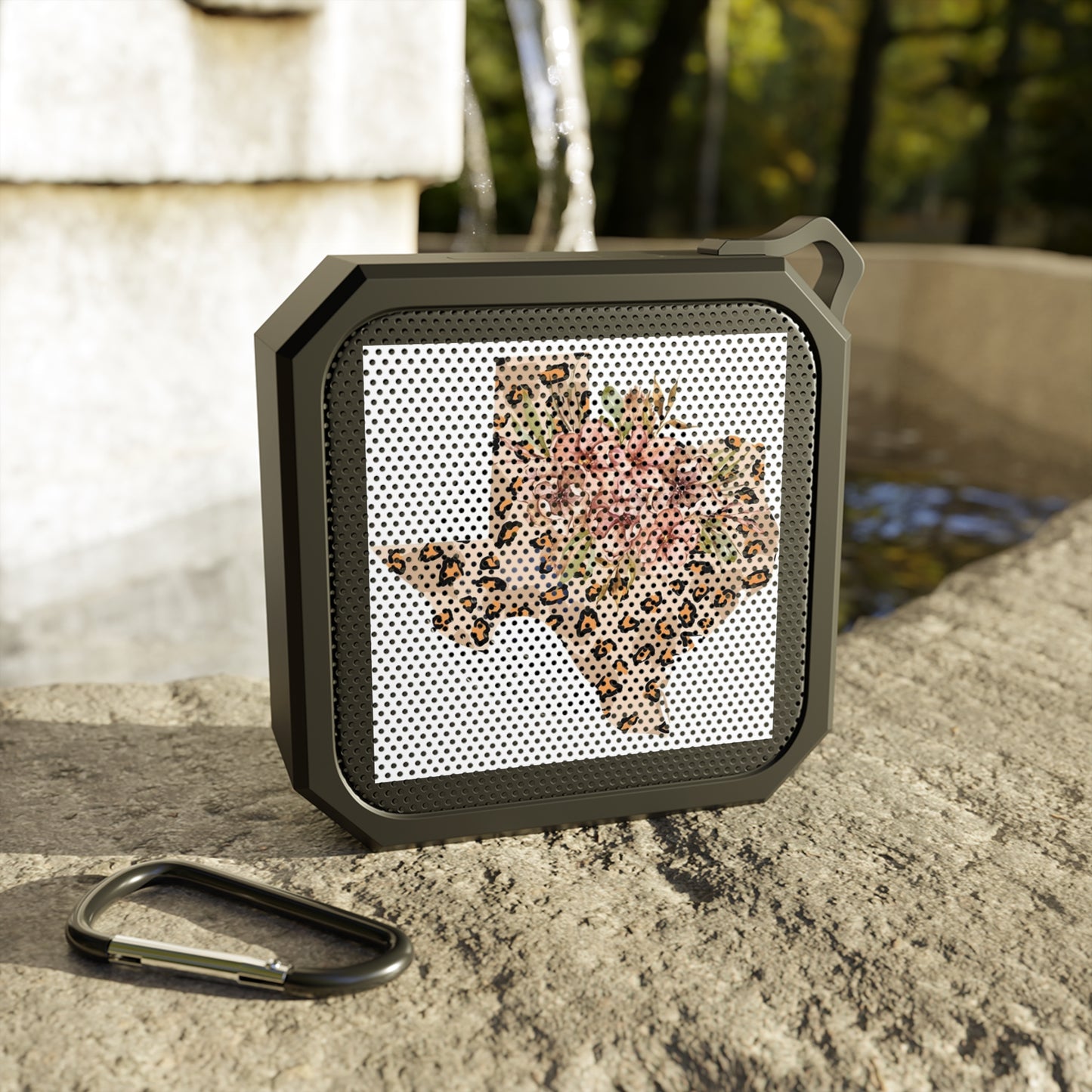Altavoz Bluetooth Texas Wildflower: audio portátil para exteriores con diseño de estampado de leopardo 