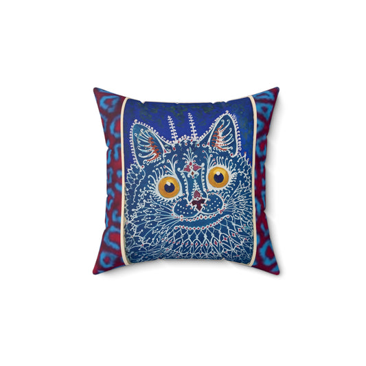 Colorful Cat Print Square Pillow - Decorative Spun Polyester Cushion for Home Decor