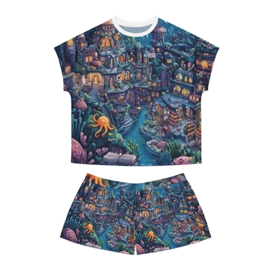 Women's Short Pajama Set Ocean Very Colorful Cozy