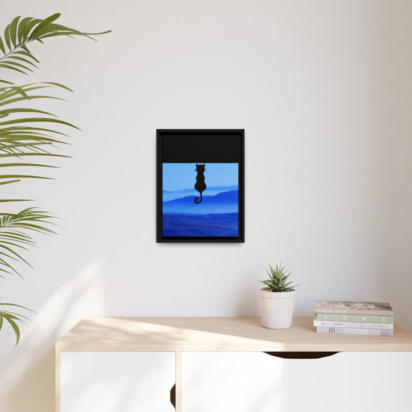 Framed Cat Silhouette Art Print, Wall Decor, Cat Lover Gift, Home Office Art, Pet Memorial