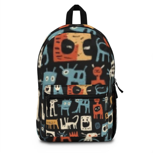 Colorful Cat and Dog Print Backpack - Fun Animal Design for Kids & Adults