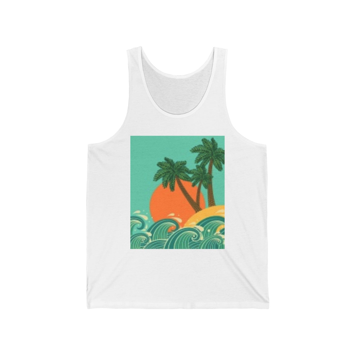 Tropical Sunset Unisex Jersey Tank – Beach Vibes Summer Wear