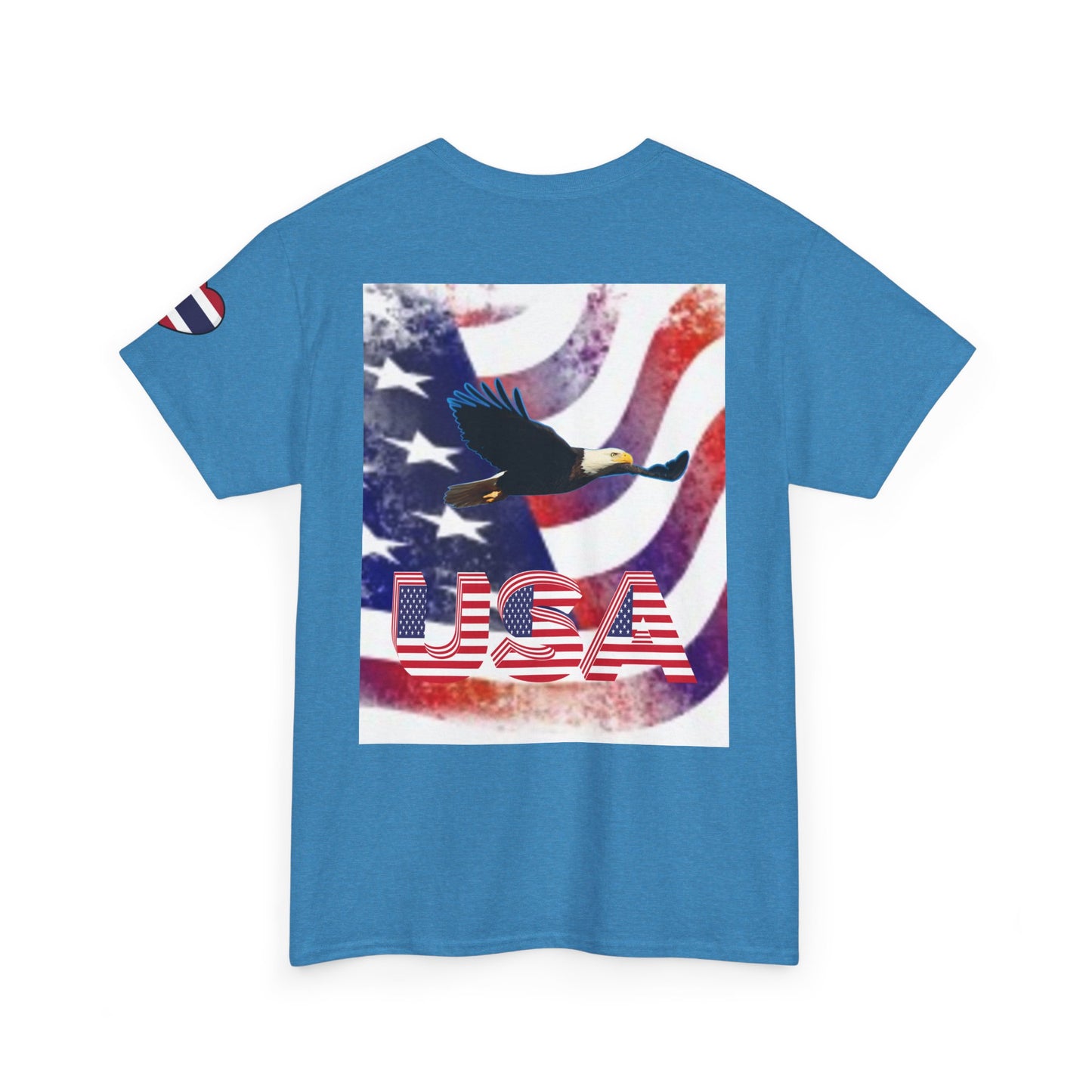 Camiseta unisex de algodón grueso USA Pride - Diseño de puño patriótico y águila 