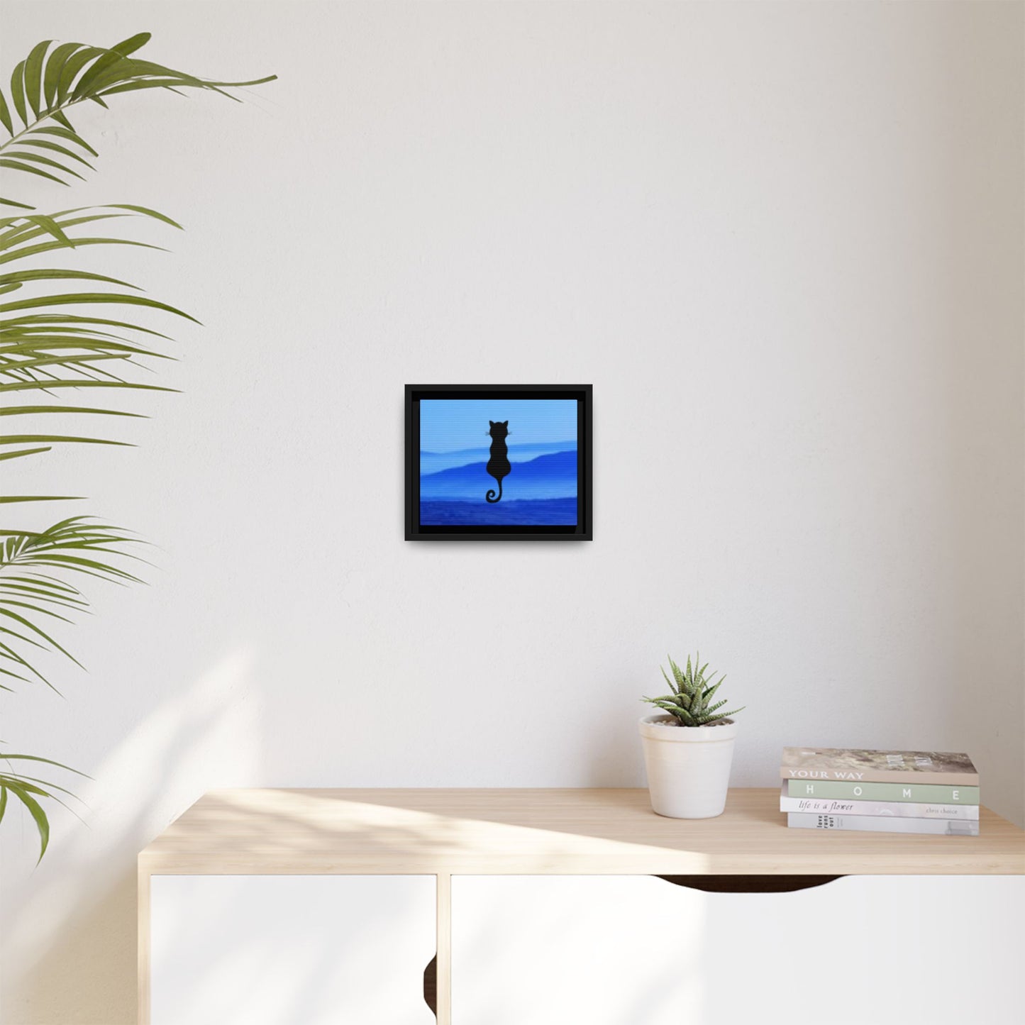 Framed Cat Silhouette Art Print, Wall Decor, Cat Lover Gift, Home Office Art, Pet Memorial